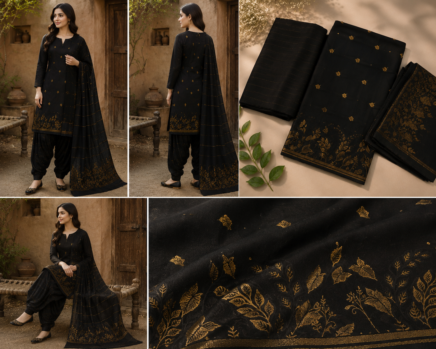 3 Piece - Noir Heritage Jacquard Lawn Suit with Handmade Khaddiyan Dupatta