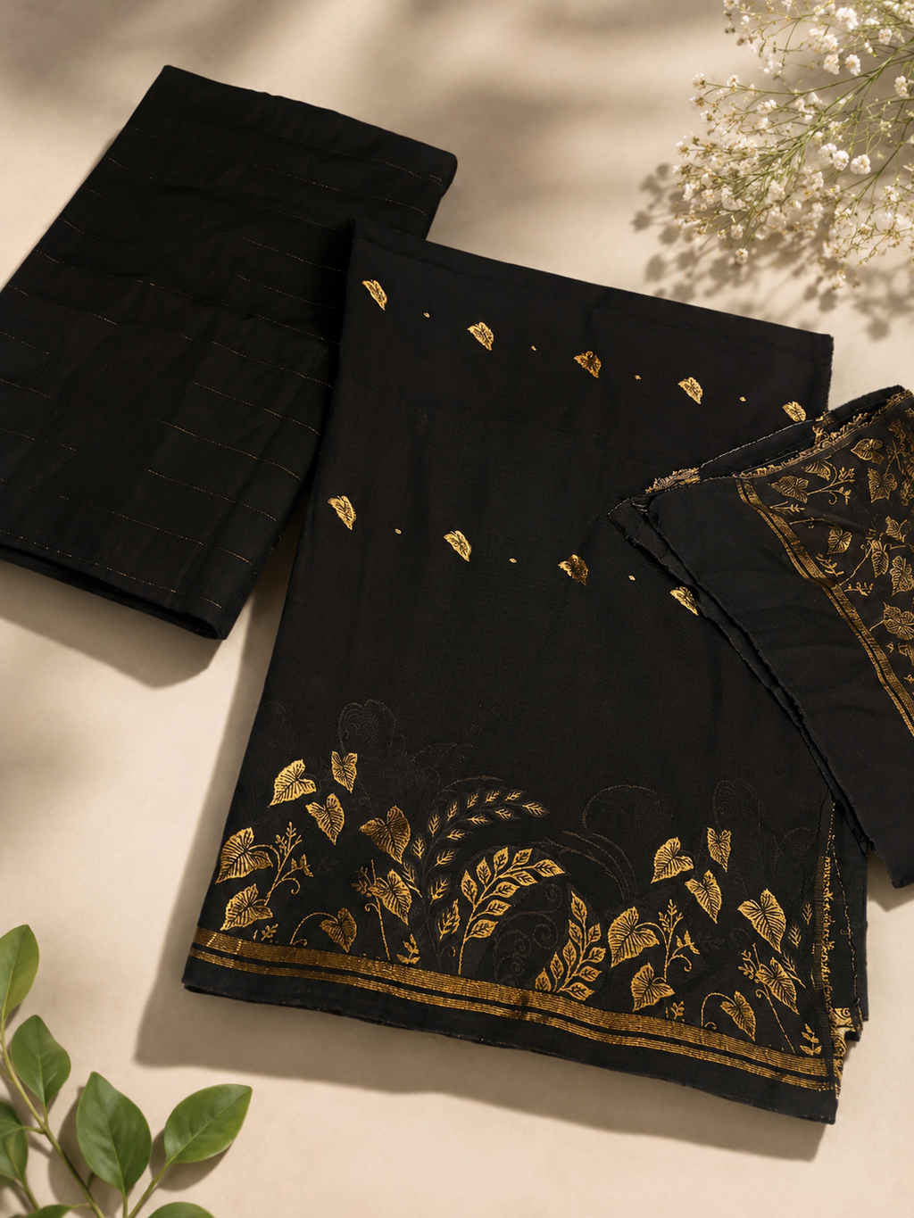 3 Piece - Noir Heritage Jacquard Lawn Suit with Handmade Khaddiyan Dupatta