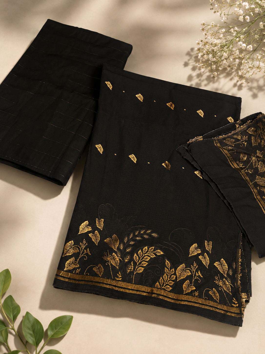 3 Piece - Noir Heritage Jacquard Lawn Suit with Handmade Khaddiyan Dupatta