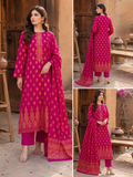 3 Piece - Fuchsia Royale Printed Lawn Suit with Jacquard Dupatta