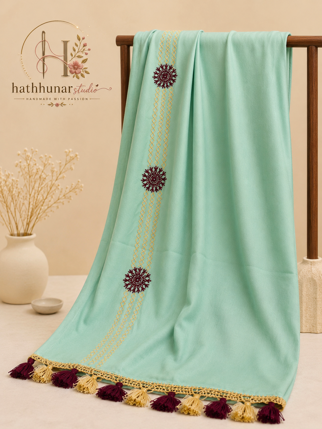 3 Piece – Hand Embroidered Linen Blend Scarf Bundle (2.5 Meter Each)