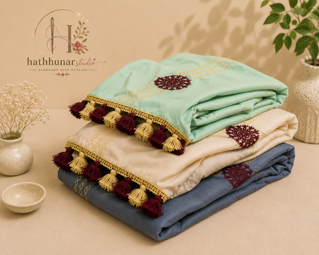Bundle of Three - Heritage Embroidered Linen Blend Scarf (2.5 Meter Each)