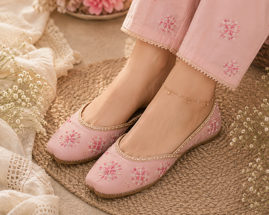 Blush Rosette Handcrafted Khussa
