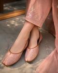 Peach Blossom Handmade Embroidered Khussa