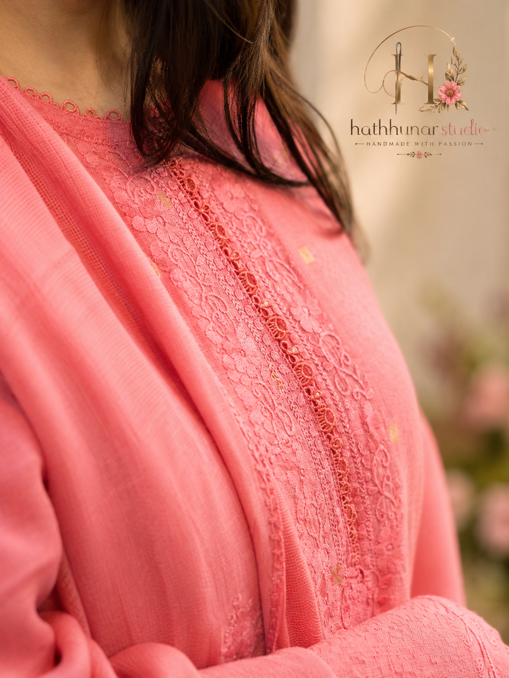 Blush Bloom - 3 Piece Embroidered Lawn Suit with Blended Lawn Dupatta