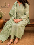Mint Whisper - 3 Piece Embroidered Lawn Suit with Printed Lawn Dupatta