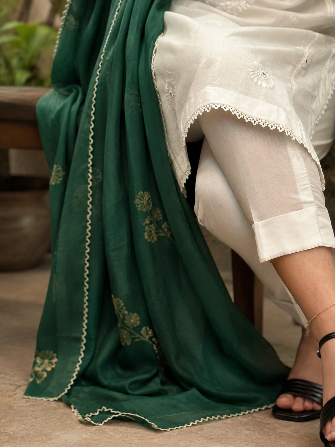 3 Piece - Azadi Noor Pure White Embroidered Lawn Suit with Jacquard Dupatta