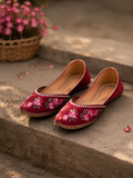 Handcrafted Crimson Bloom Khussa