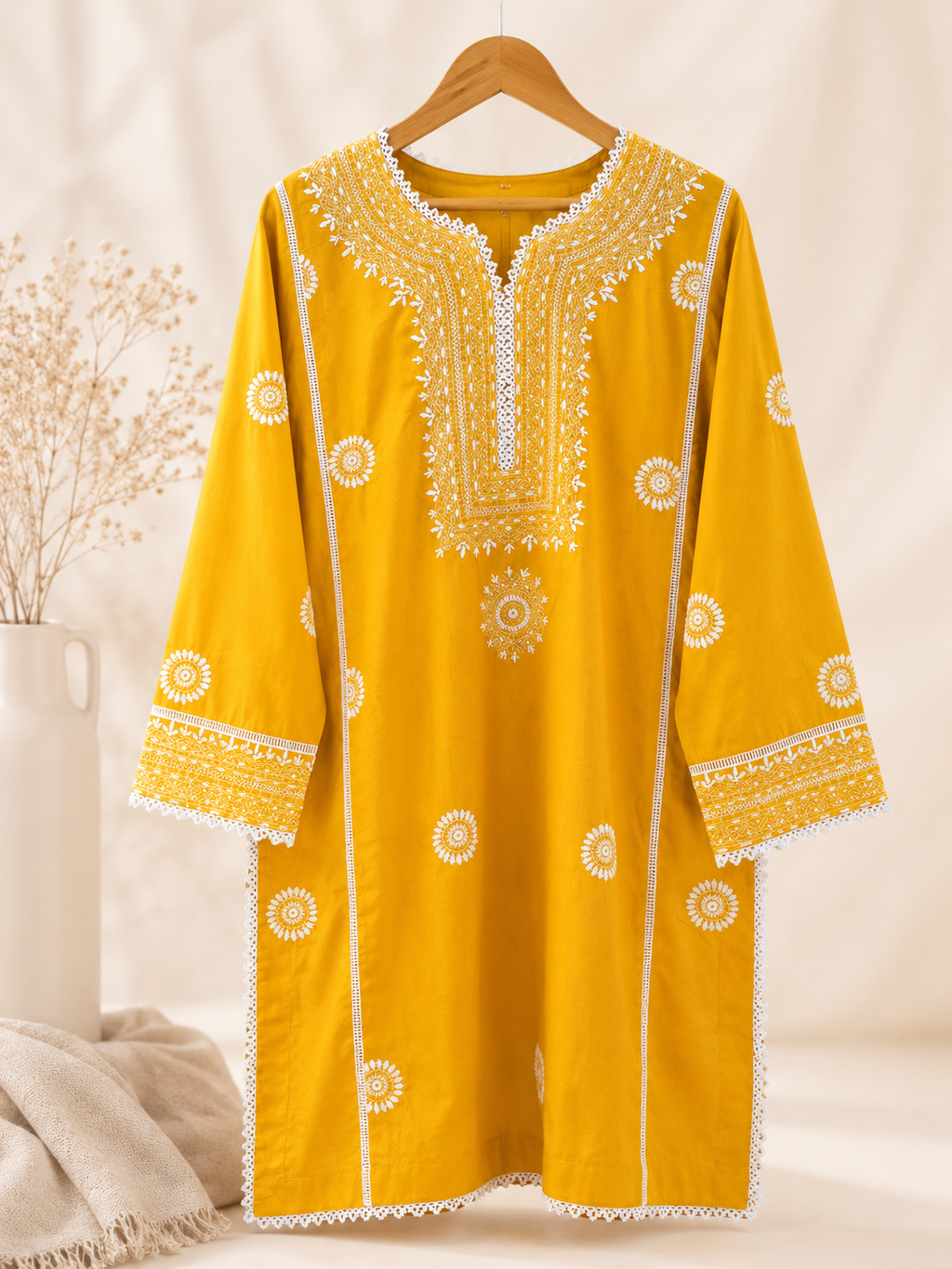 1 Piece - Sunshine Bloom Embroidered Lawn Shirt