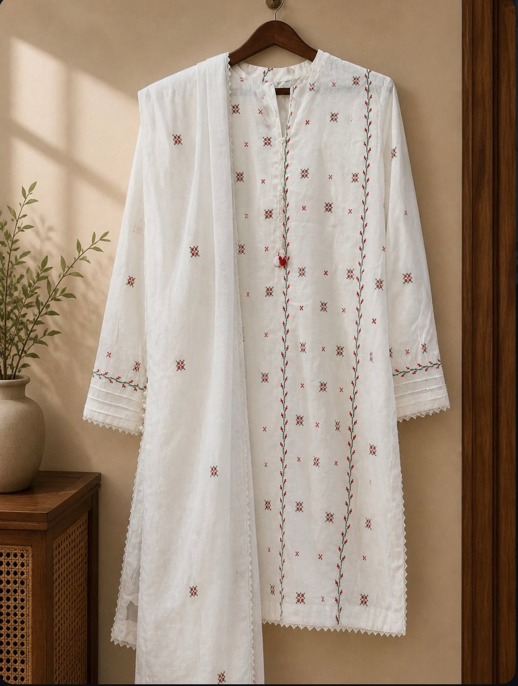 3 Piece - Embroidered Lawn Suit with Lawn Dupatta - 42602016