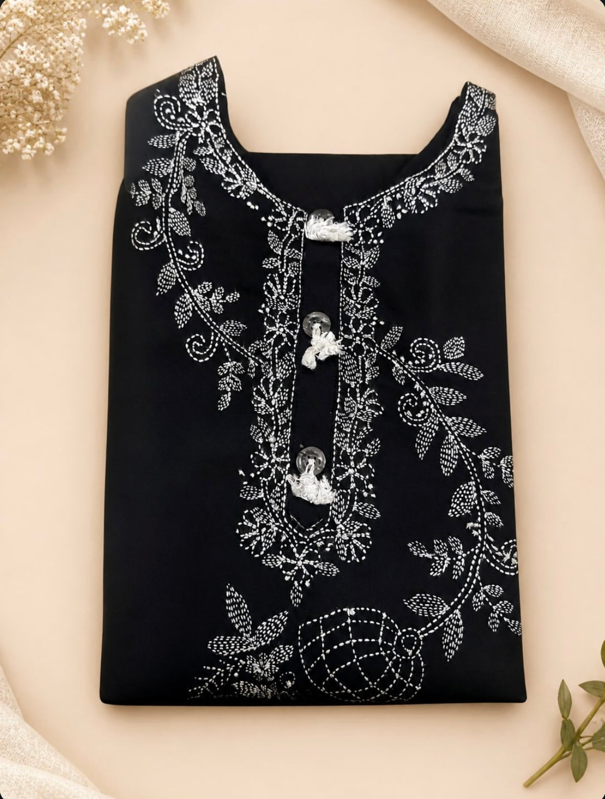1 Piece - Embroidered Black Lawn Shirt - 42602018