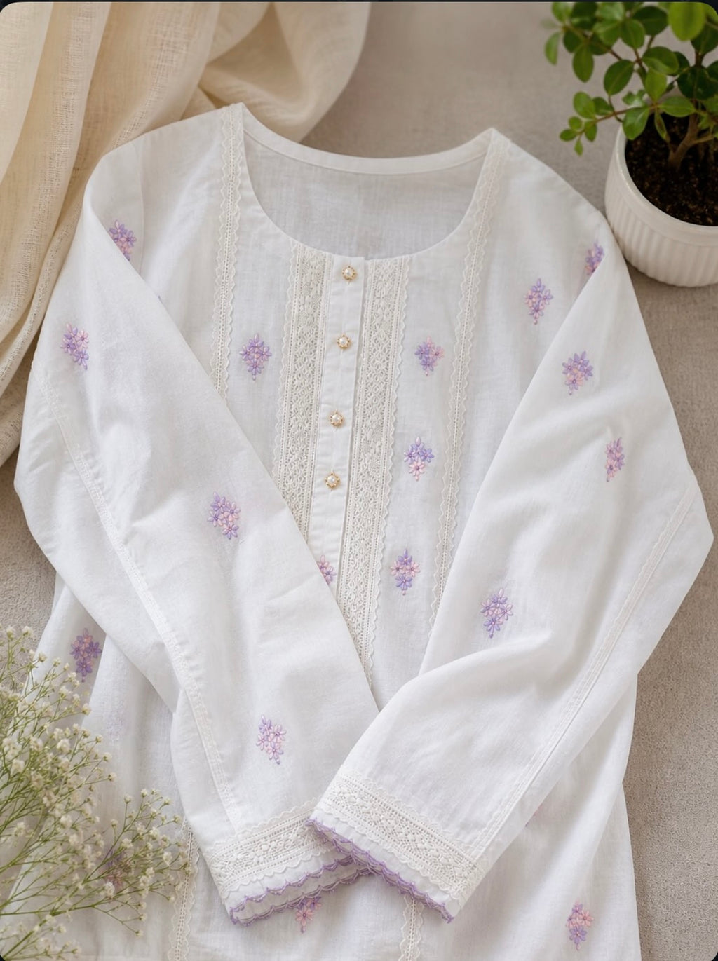 3 Piece - Embroidered Lawn Suit with Chiffon Dupatta - 42602021