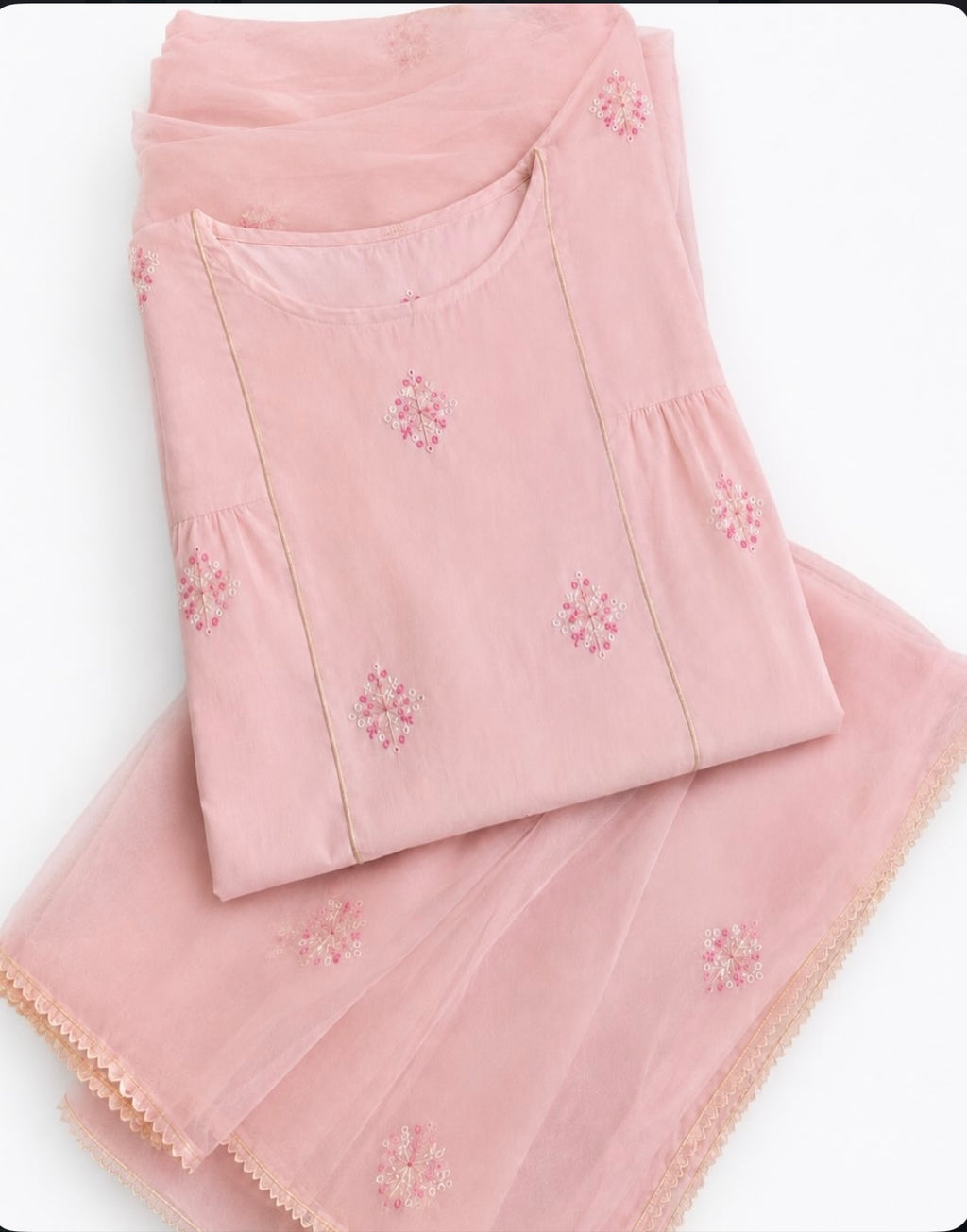 3 Piece - Embroidered Baby Pink Lawn Suit  - 42602013