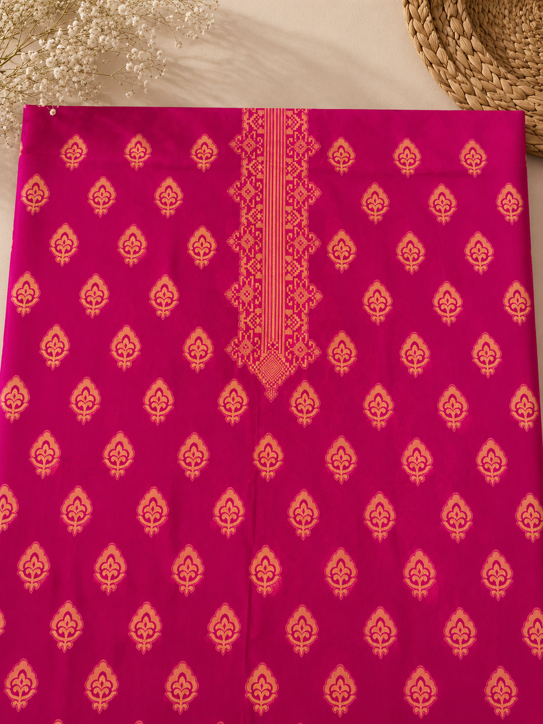 3 Piece - Fuchsia Royale Printed Lawn Suit with Jacquard Dupatta