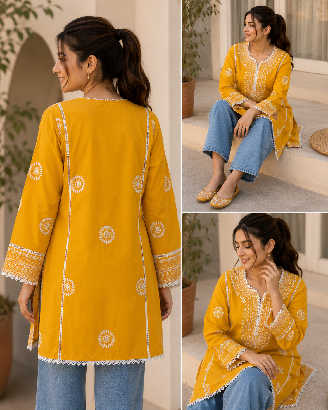1 Piece - Sunshine Bloom Embroidered Lawn Shirt
