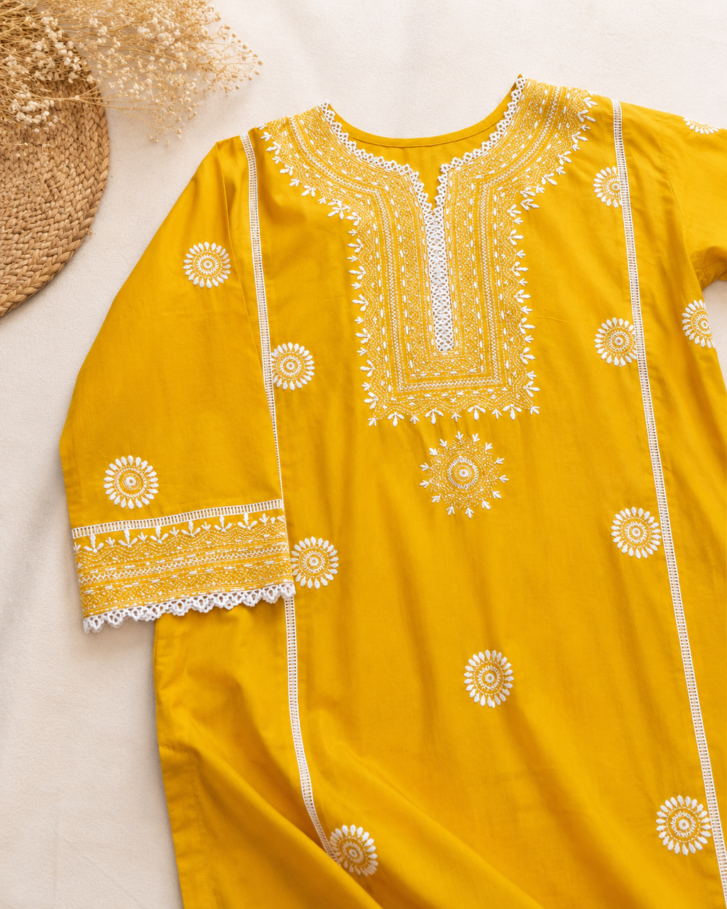 1 Piece - Sunshine Bloom Embroidered Lawn Shirt