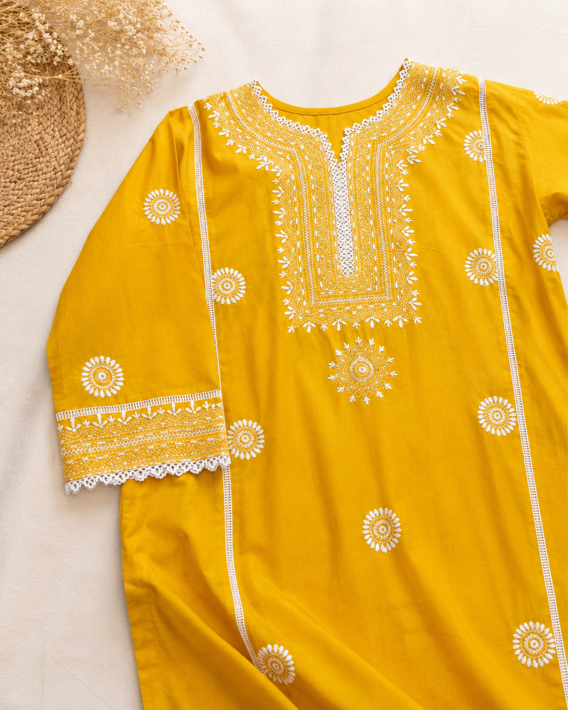 1 Piece - Sunshine Bloom Embroidered Lawn Shirt