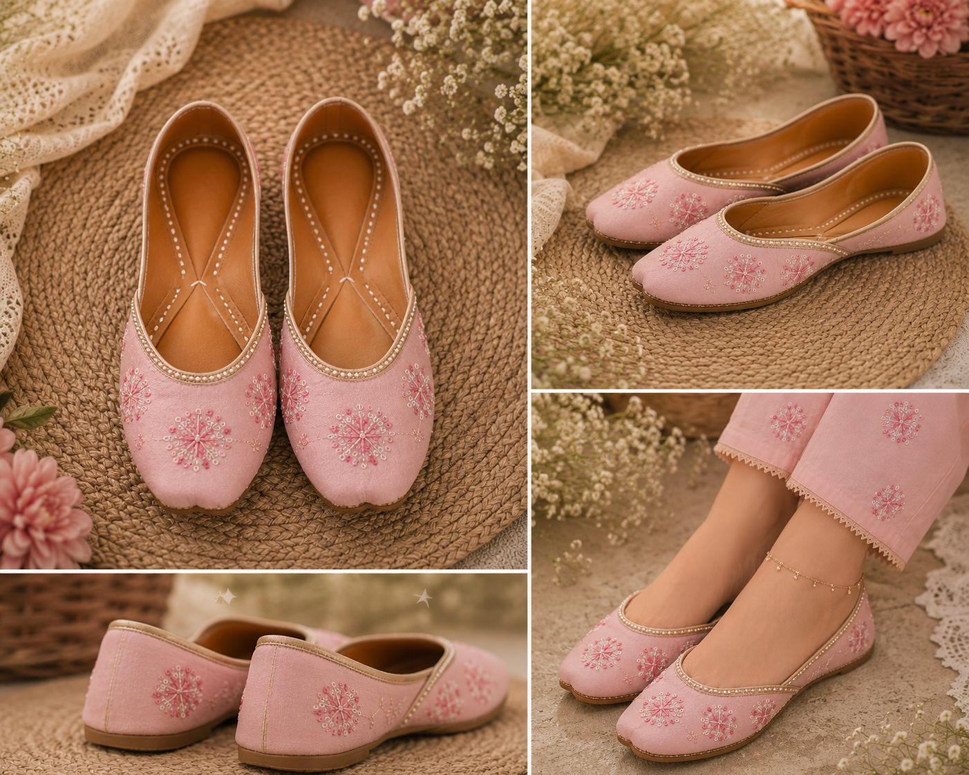 Blush Rosette Handcrafted Khussa