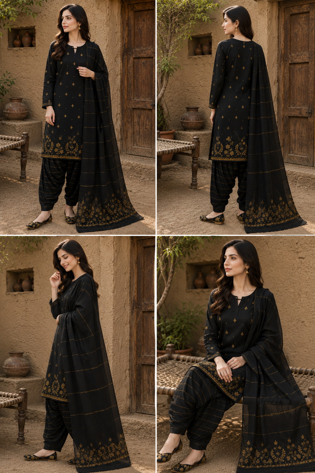 3 Piece - Noir Heritage Jacquard Lawn Suit with Handmade Khaddiyan Dupatta