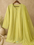 3 Piece - Embroidered Lawn Suit with Chiffon Dupatta - 42602019