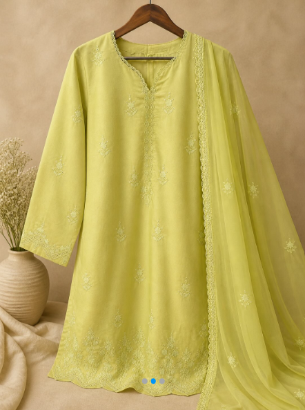 3 Piece - Embroidered Lawn Suit with Chiffon Dupatta - 42602019