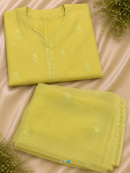 3 Piece - Embroidered Lawn Suit with Chiffon Dupatta - 42602019