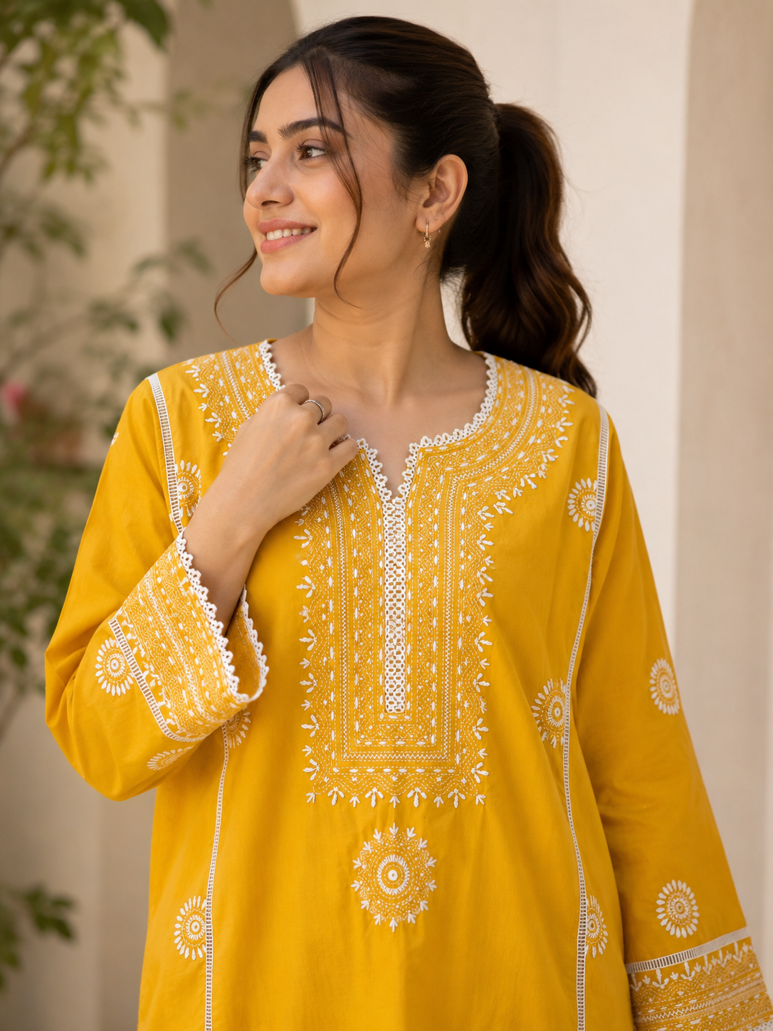 1 Piece - Sunshine Bloom Embroidered Lawn Shirt