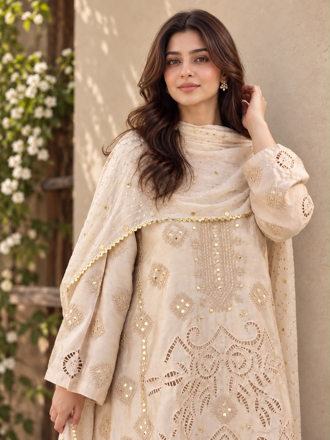Noor-e-Mukesh – Embroidered Sheesha Silk 3 Piece Formal Suit