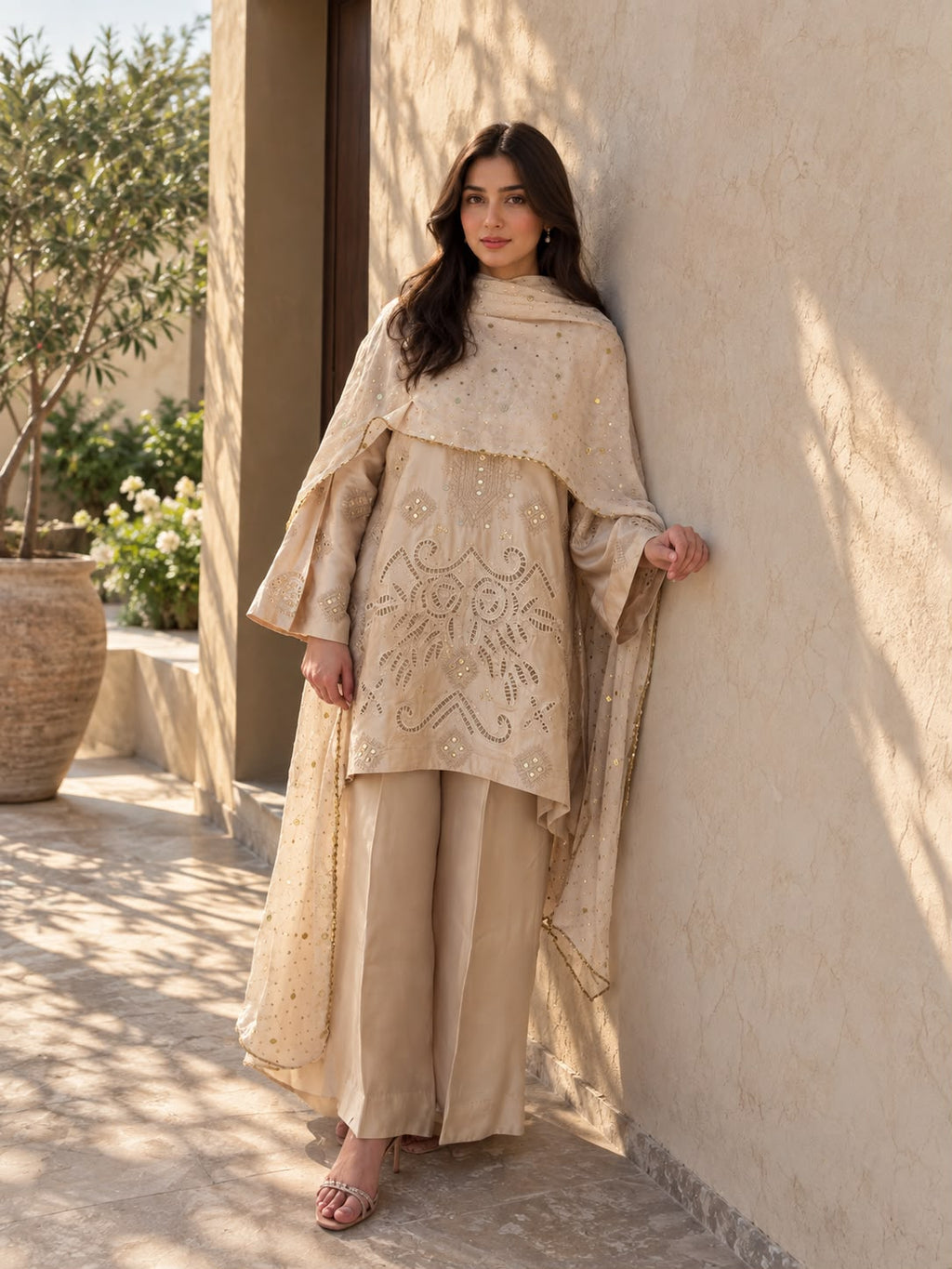 Noor-e-Mukesh – Embroidered Sheesha Silk 3 Piece Formal Suit