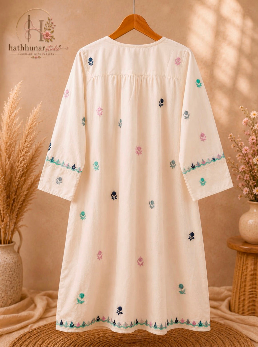 1 Piece - Embroidered Off White Lawn Kurti - 42602027